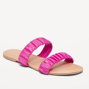 NWT Faux-Leather Ruched Sandals